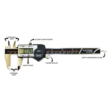 Big Horn 0-6 Inch/150mm Stainless Steel Digital Caliper- IP54 Waterproof with LCD Screen 19202Q